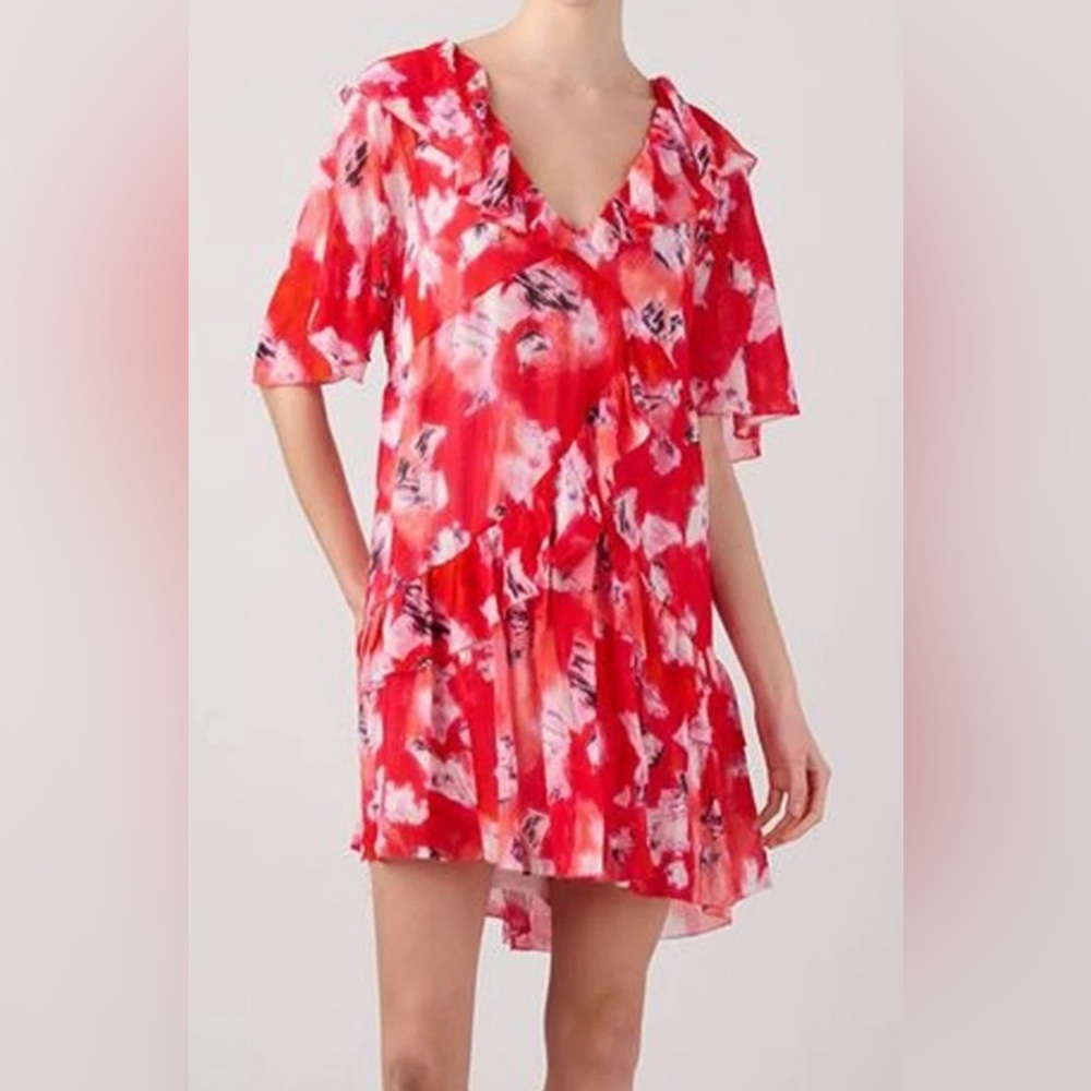 New IroMixed Red Arama Short Sleeve Dress